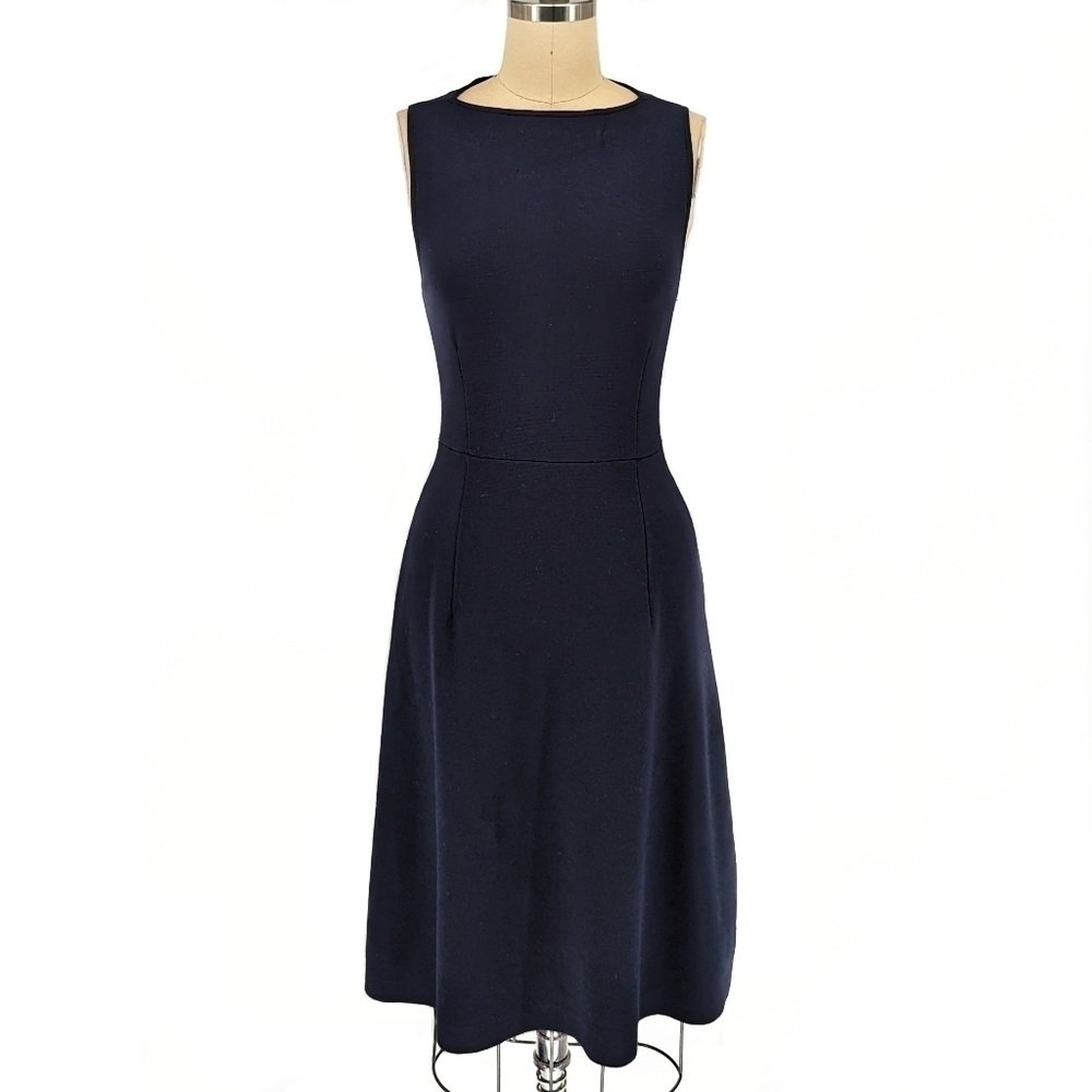 Lark & Ro Boat Neck A Line Sweater Knit Dress Navy Blue M Business casual preppy